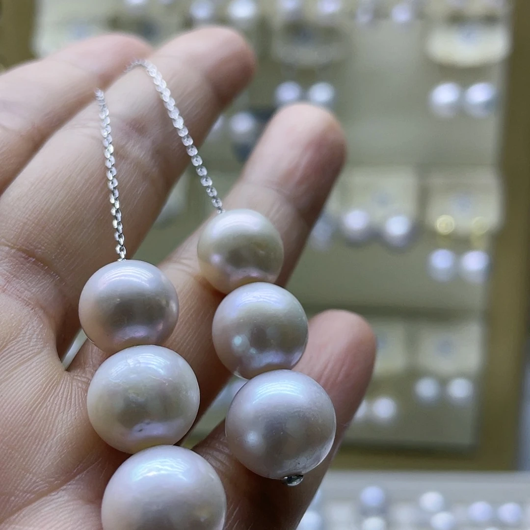 淡水珍珠耳饰银S925镶嵌