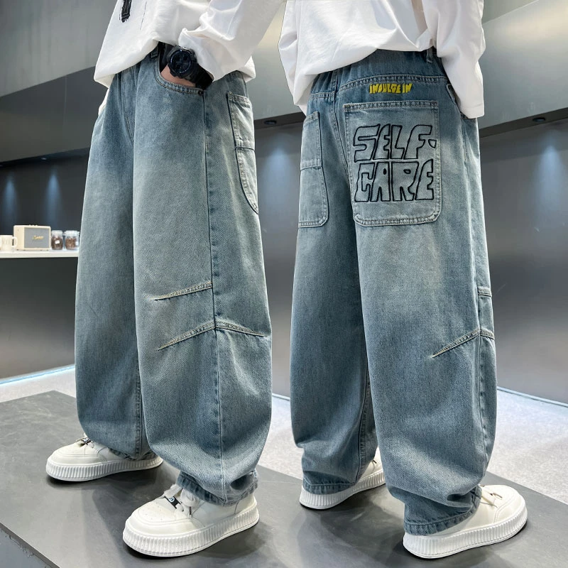 男童春秋款裤子2025新款儿童装春装中大童男孩直筒牛仔裤秋季潮流