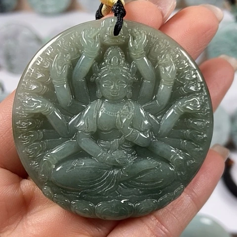 翡翠颈饰未镶嵌千手观音福利