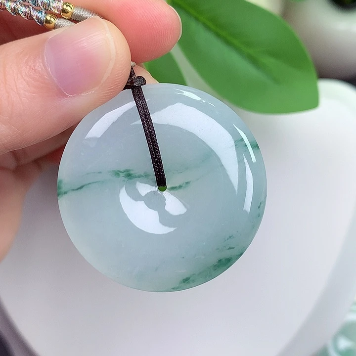 翡翠未镶嵌颈饰平安扣 36.1-5.8mm