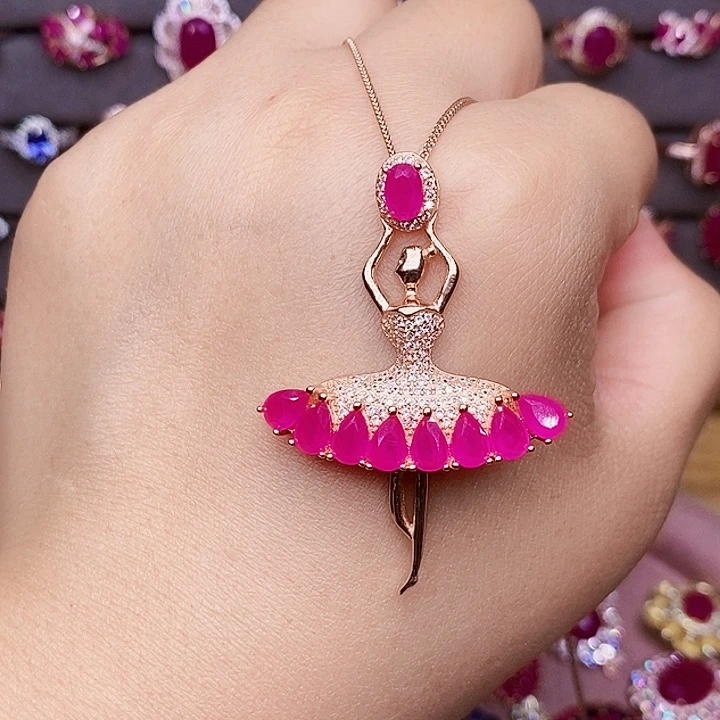 颈饰银S925镶嵌红宝石