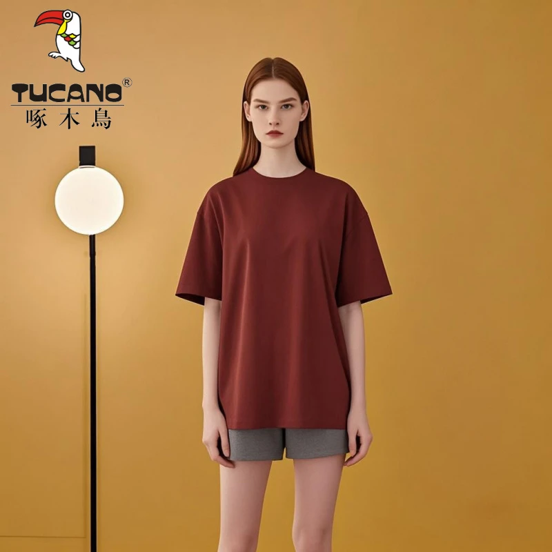 啄木鸟男女同款夏季索罗娜短袖体恤时尚休闲纯色圆领百搭简约半袖