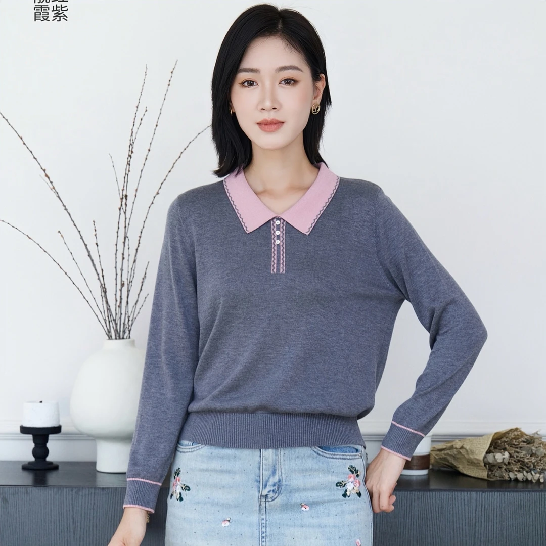 【高档天丝上衣】妈妈装翻领莱赛尔天丝长袖时尚百搭1028