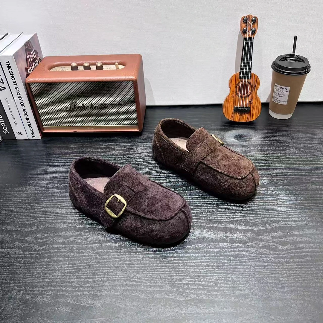 W1258冬季新款保暖棉鞋女平底一脚蹬勃肯鞋女百搭休闲乐福鞋潮