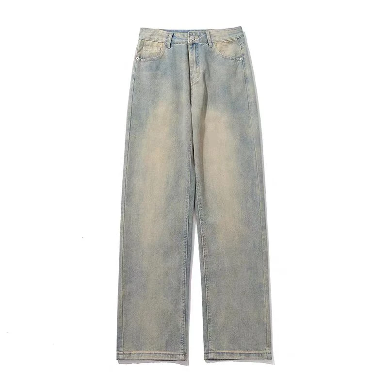 【现货】冬新款美式复古水洗做旧百搭休闲潮流直筒加绒牛仔裤1016