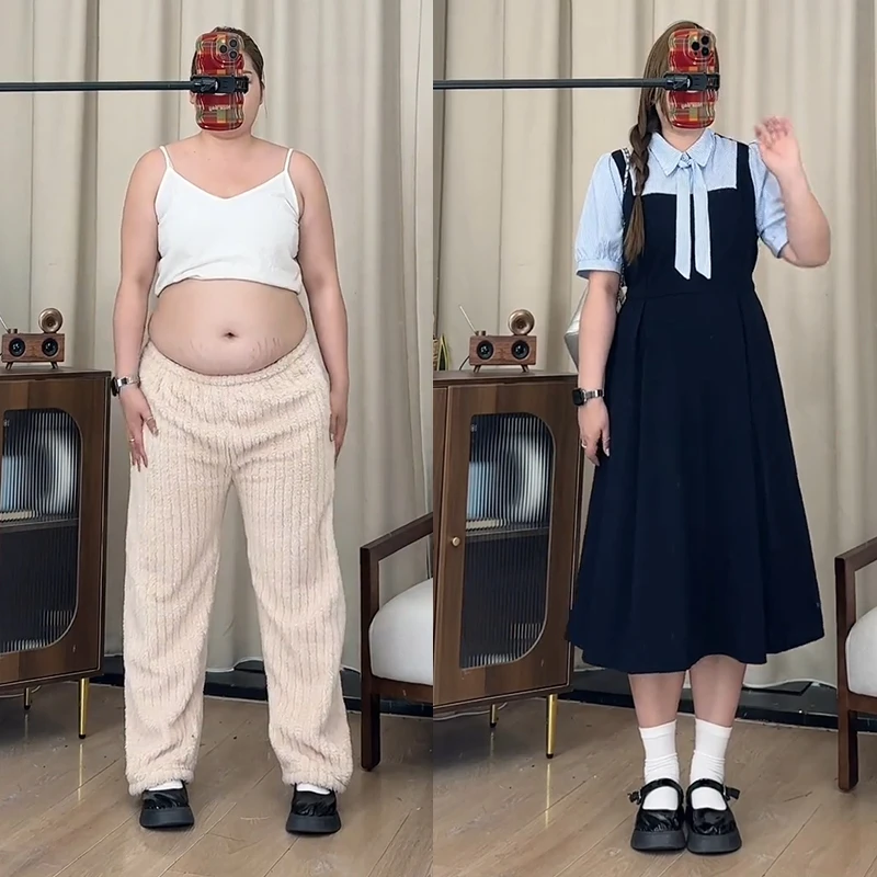 大码学院风短袖连衣裙女夏季收腰显瘦衬衫裙梨形身材胖垂感裙子