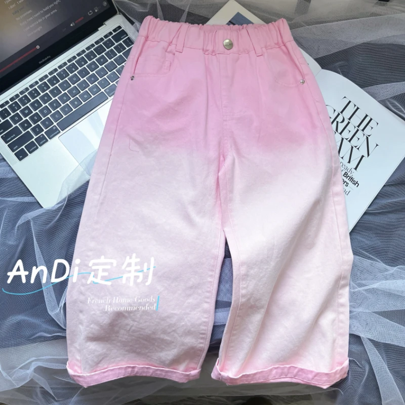 〖ANDI〗安迪四季款女童渐变百搭休闲牛仔裤3665
