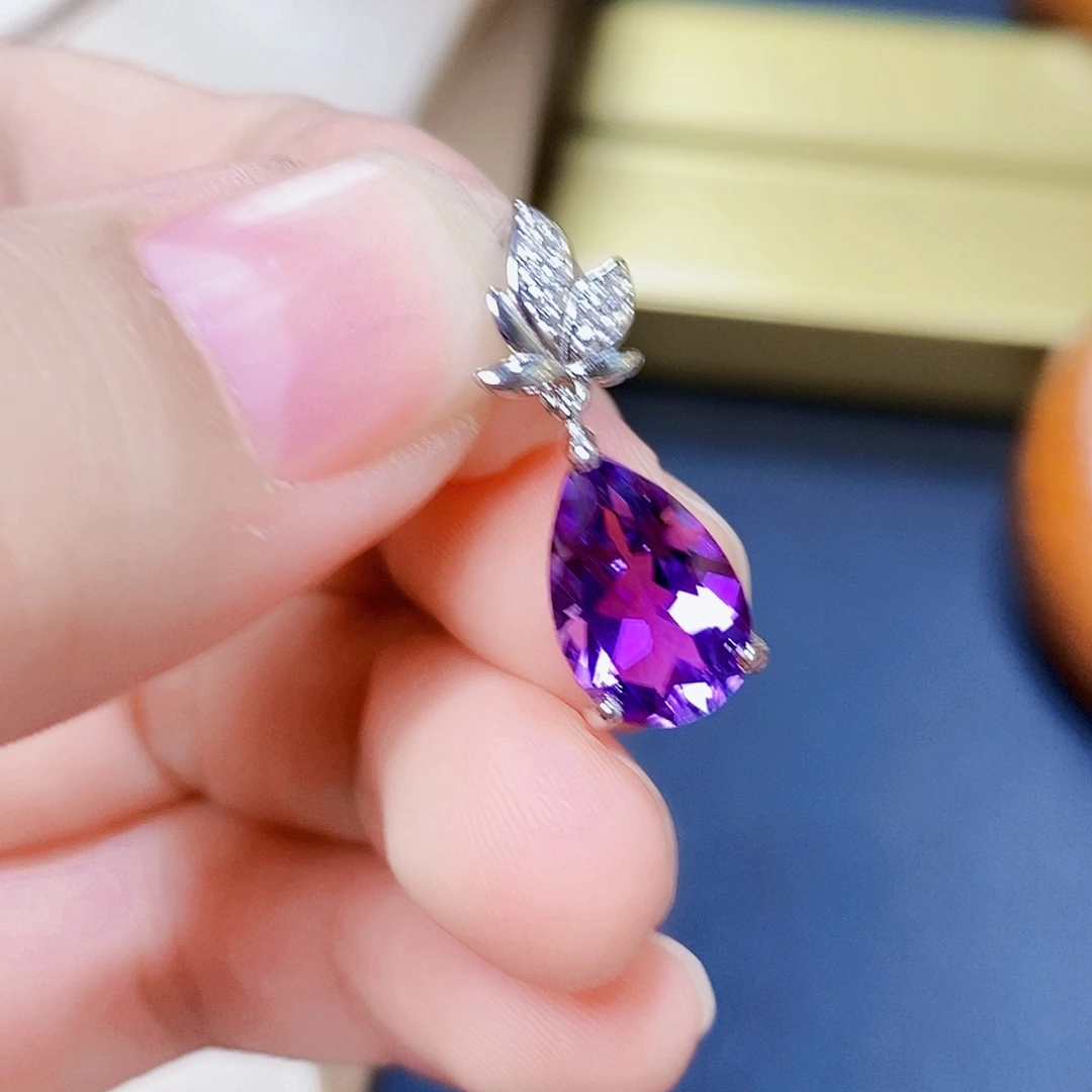 颈饰紫晶银S925镶嵌天然