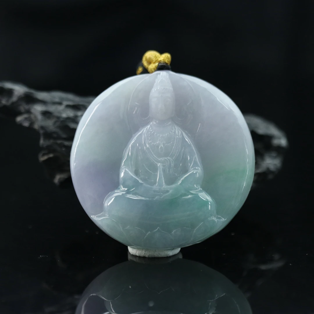 42天然缅甸翡翠A货圆观音挂件/500924/上海嘉禾拍卖