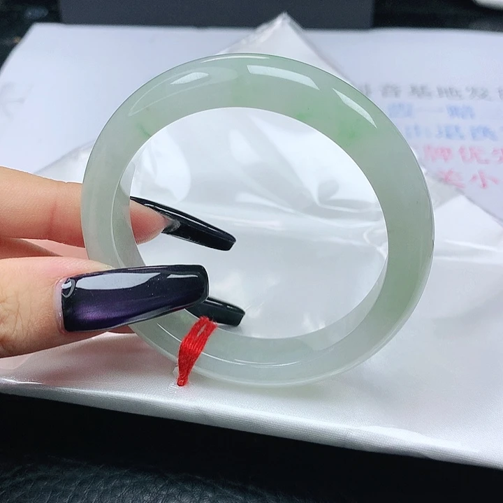 翡翠手镯未镶嵌翡翠54.5冰润冰晴绿正圈