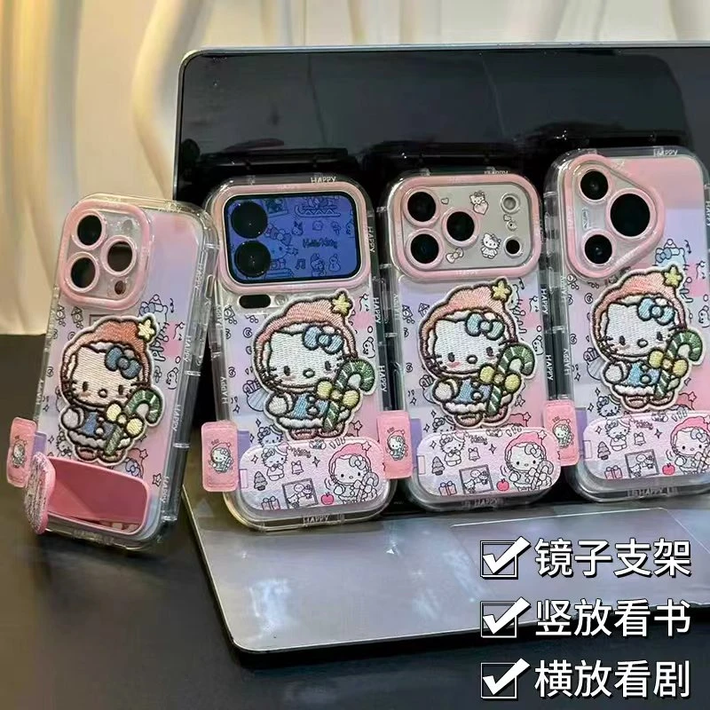 奥菲顿圣诞装KT刺绣支架适用苹果17羽纱16手机壳华为vivo小米oppo
