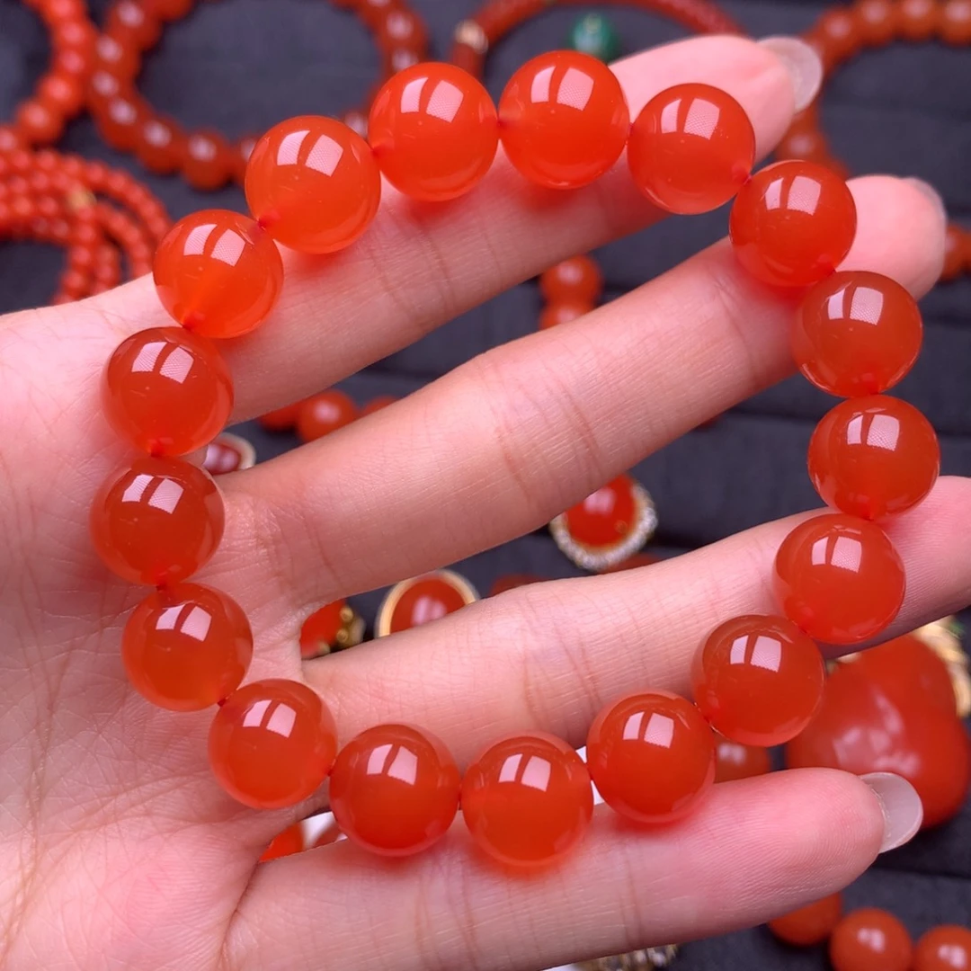 【闪购商品】合金手链南红玛瑙保山南红原矿冰红手串无注胶