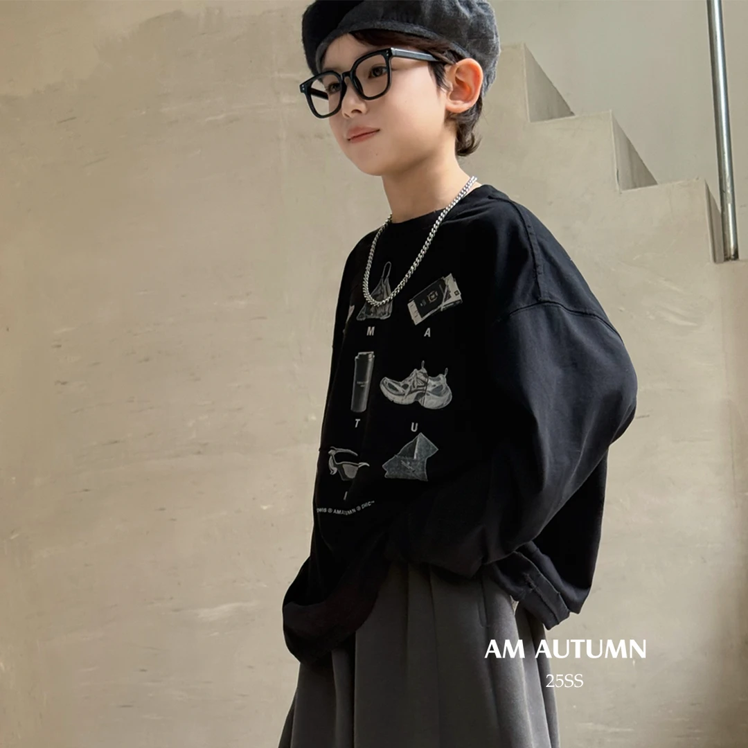 现货「AM AUTUMN」【尽显个性】素喃纱男童秋长袖印花T恤NQ52109