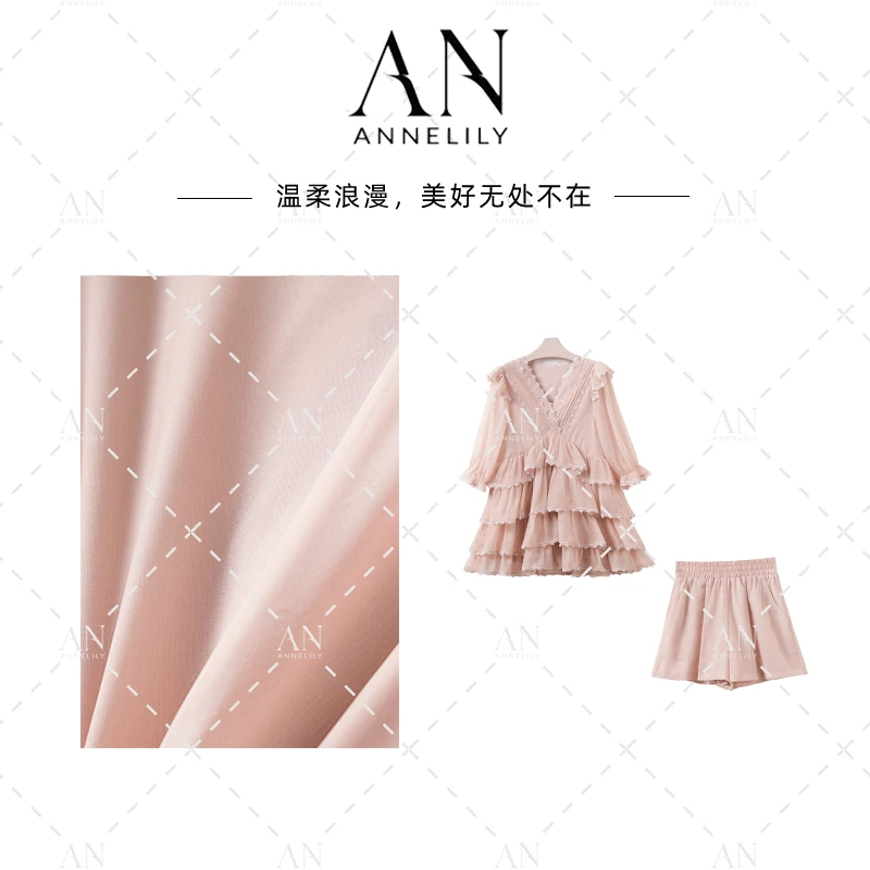 ANNELILY安一凡【简月-凡】精致法式气质百搭时尚短裤套装AT2505015