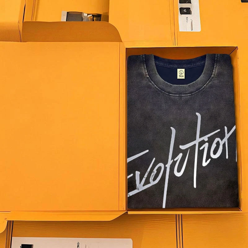 【102号链接-霆锋同款】复古水洗做旧短袖T恤男女同款字母亮片