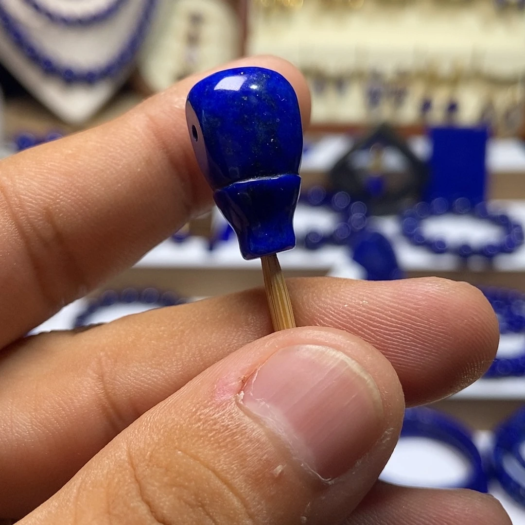 未镶嵌青金石老矿 奶嘴 三通对孔12+
