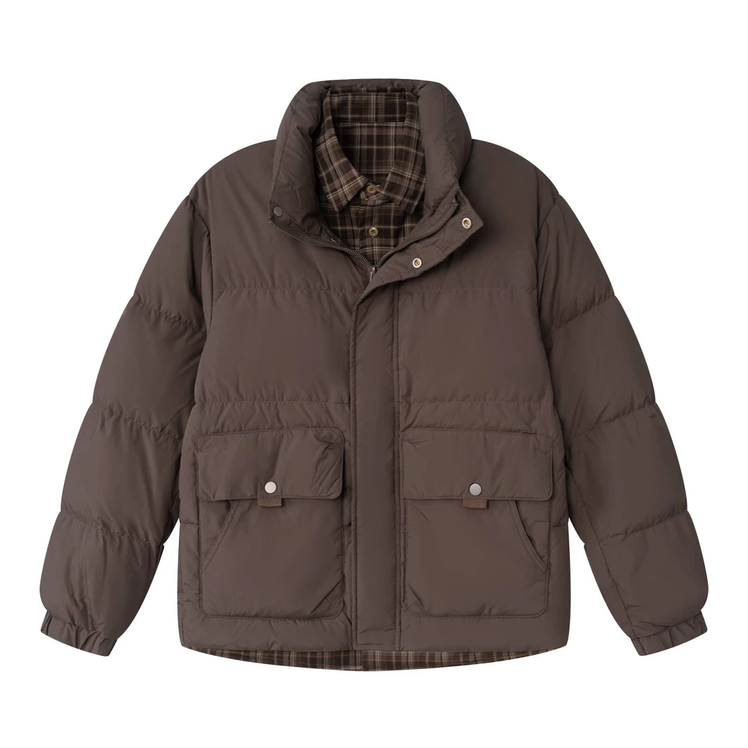 工装风男士羽绒服保暖不戴帽款短款羽绒服时尚百搭百搭立领