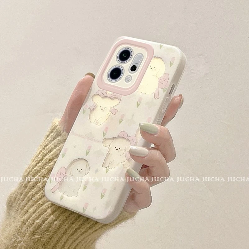 适用米底花朵小狗oppofindx9手机壳卡通可爱OPPOfindx9pro高颜值