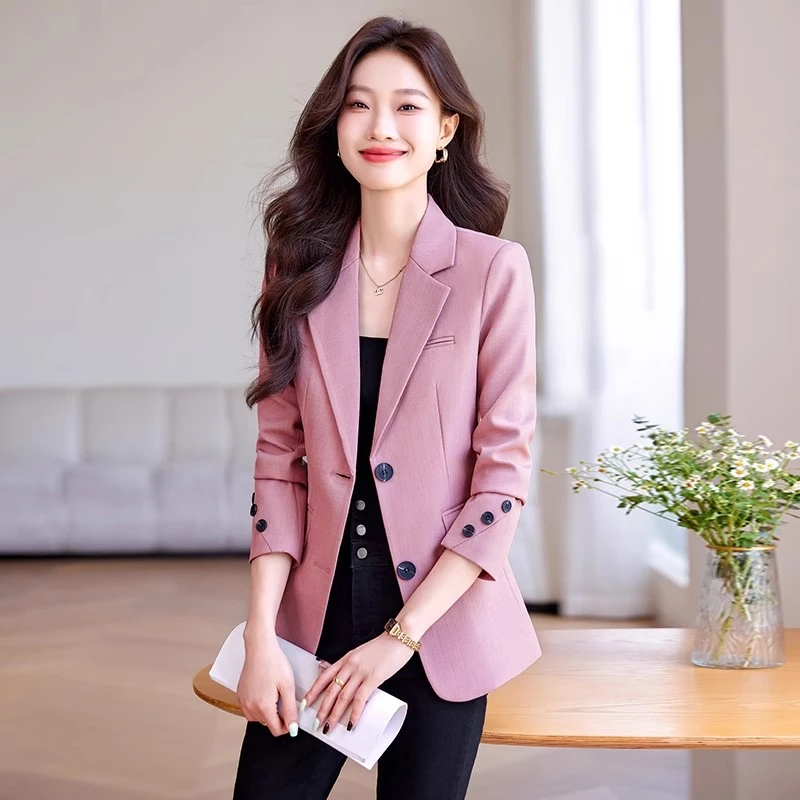 2025新款粉色西装外套女气质高级感今年流行休闲职业秋季西服上衣