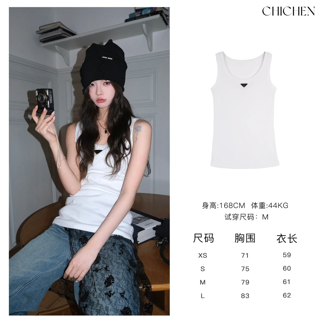 CHICHEN《三角标背心》紧实针织休闲背心