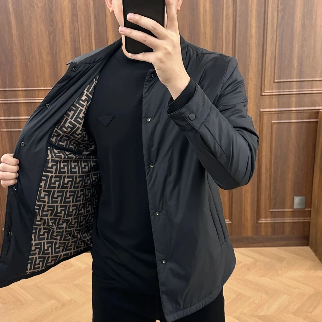 2025冬季新款男士高奢质感时尚修身百搭翻领棉服棉衣夹克保暖外套