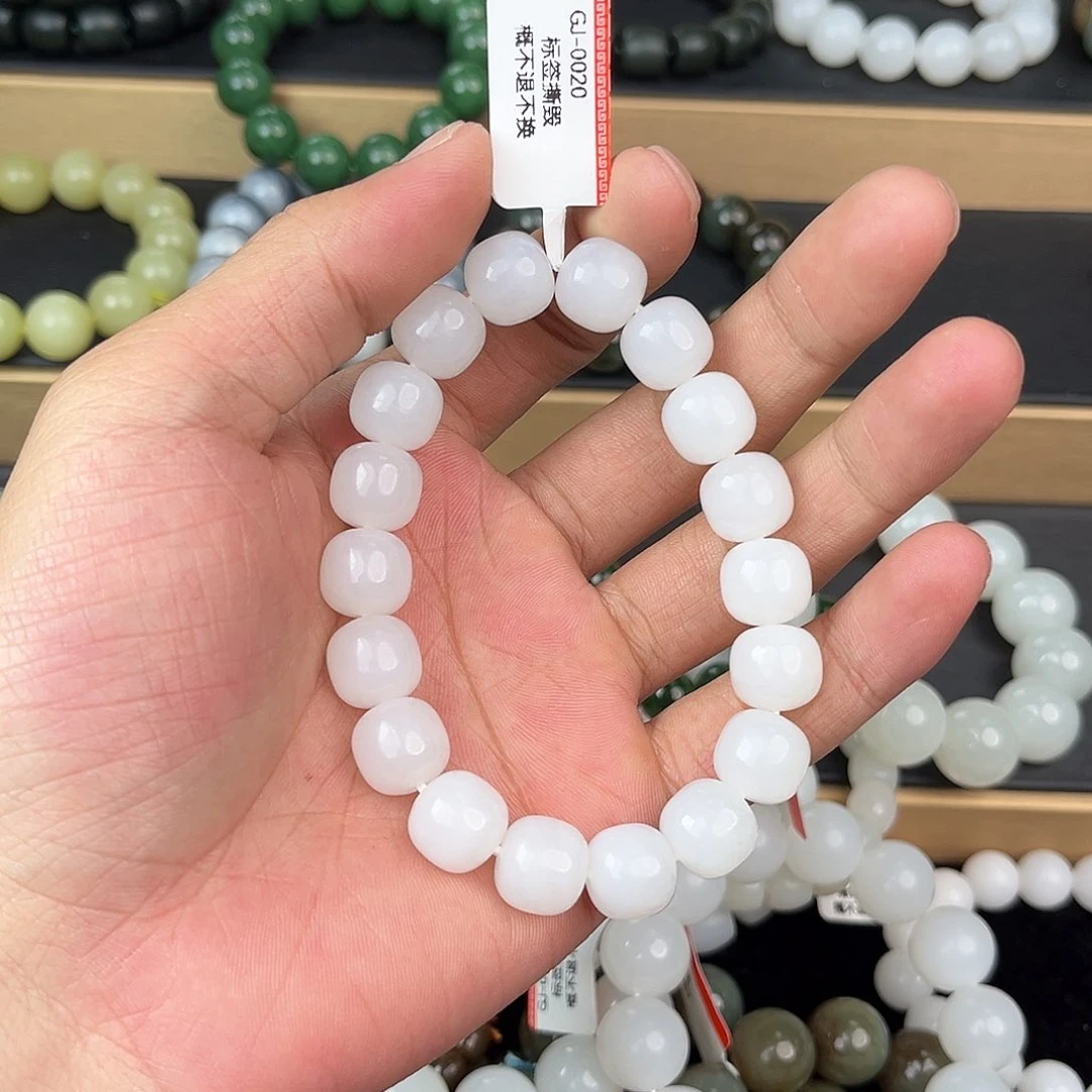 和田玉手串未镶嵌纯天然新疆和田玉05于阗12mm