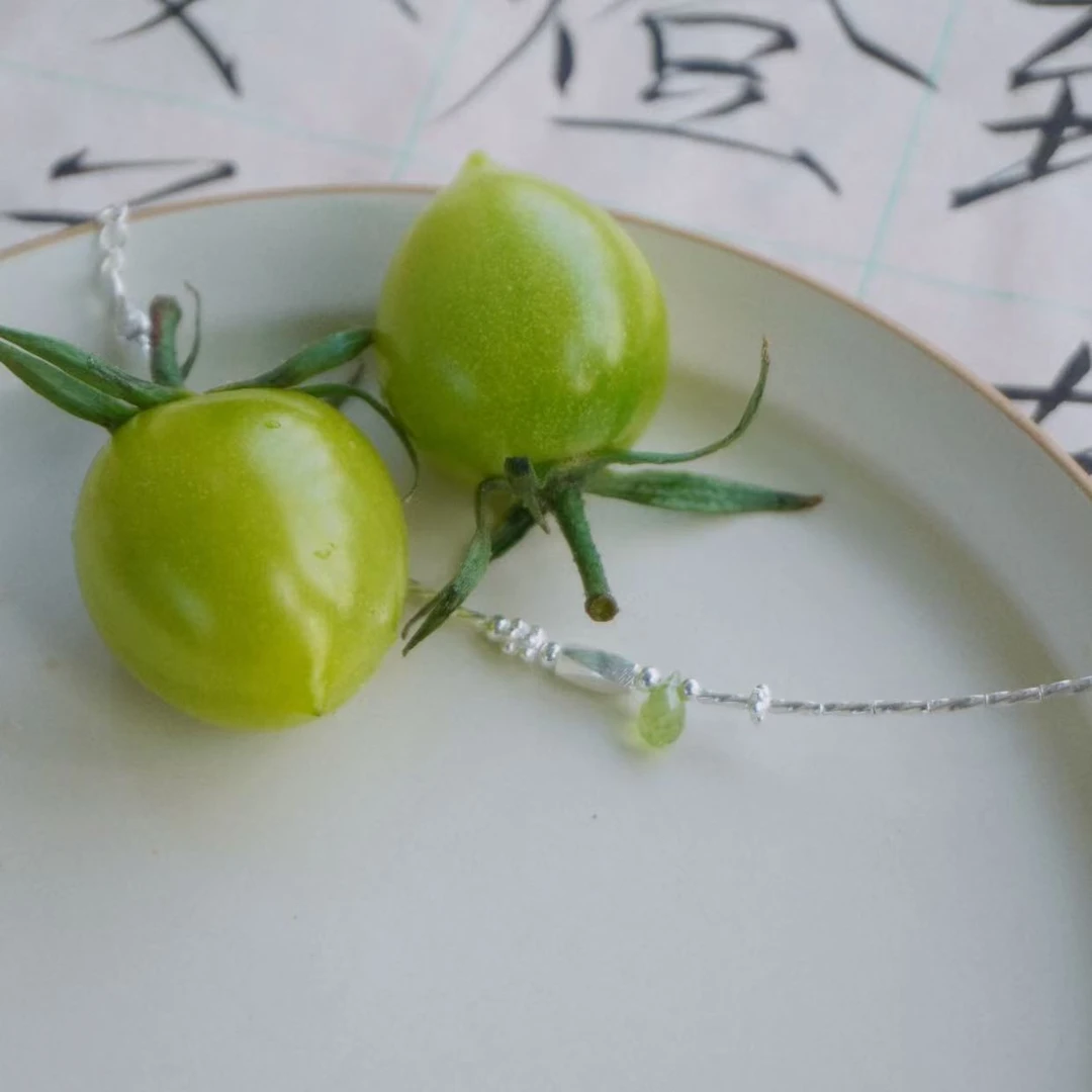 925银仿水晶手链 绿色花红柳绿纯银欧若风春小清新百搭叠戴银手链