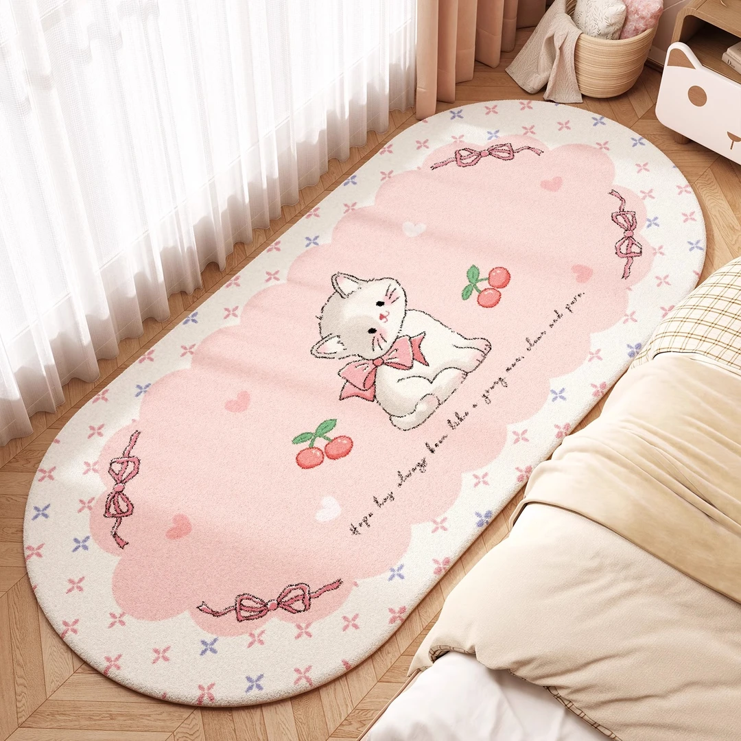 公主风地毯卧室床边毯新款长条少女高级感主卧仿羊绒加厚耐脏地垫