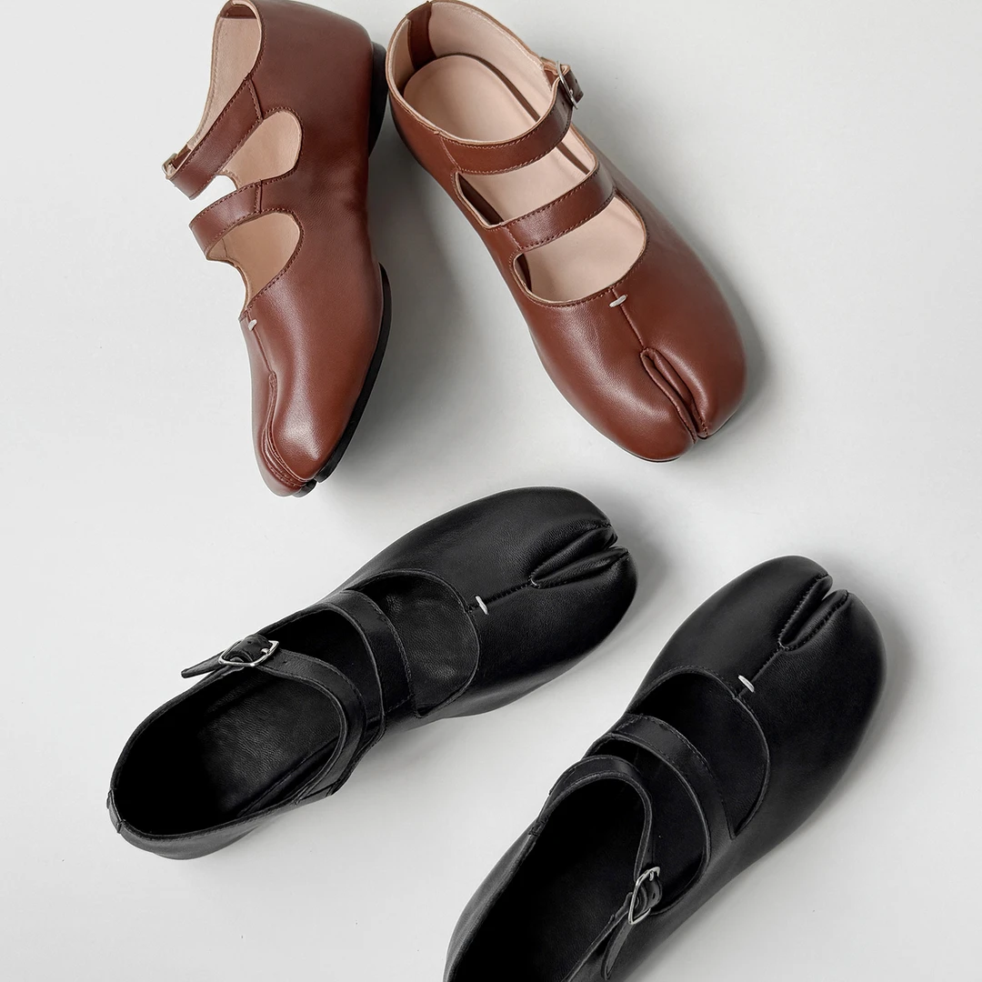 Sheriley77小众百搭分趾单鞋公主鞋复古平底潮酷浅口单鞋舒适个性