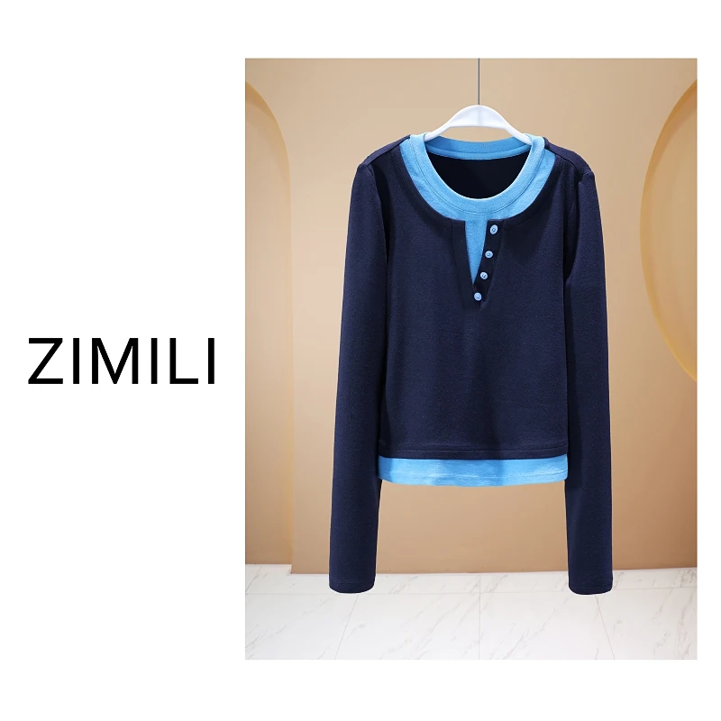 【亮哥欧货女装】冬季羊毛加厚《藏黑蓝》高弹显瘦打底上衣26786