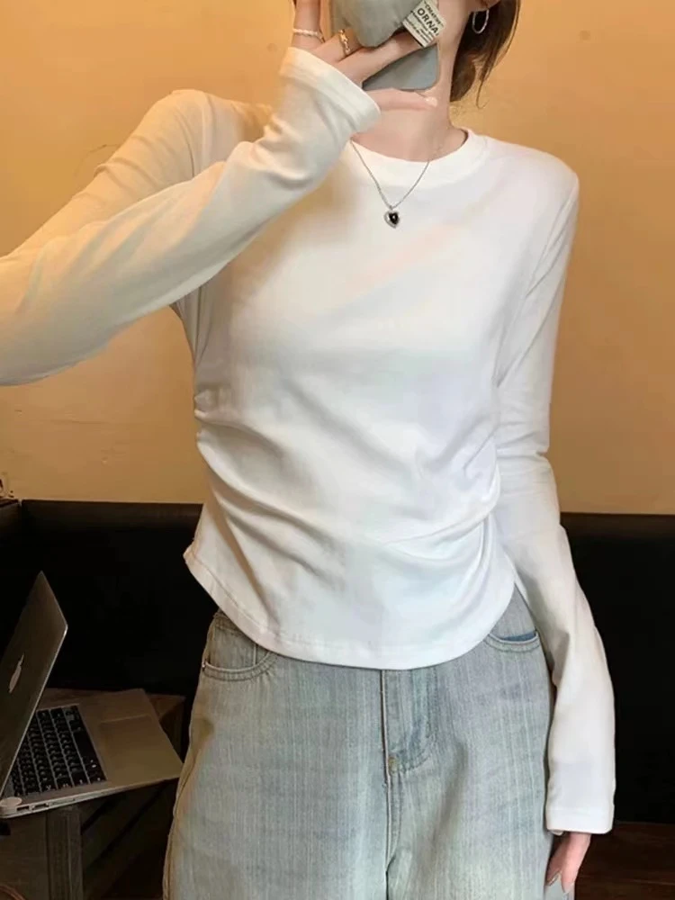 Miss huo 圆领打底衫 A 白色 8623