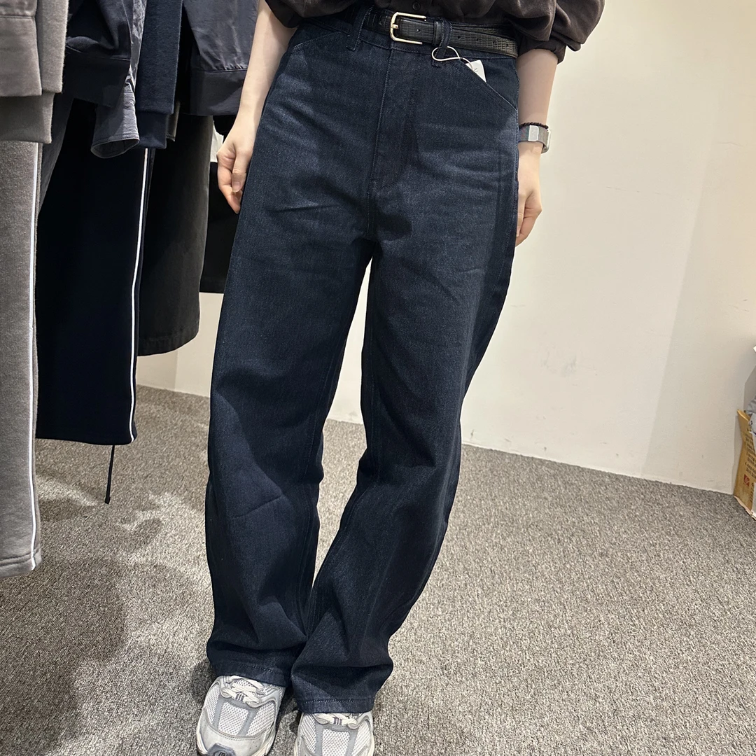 高腰显瘦藏蓝色牛仔裤女士超显腿长AL