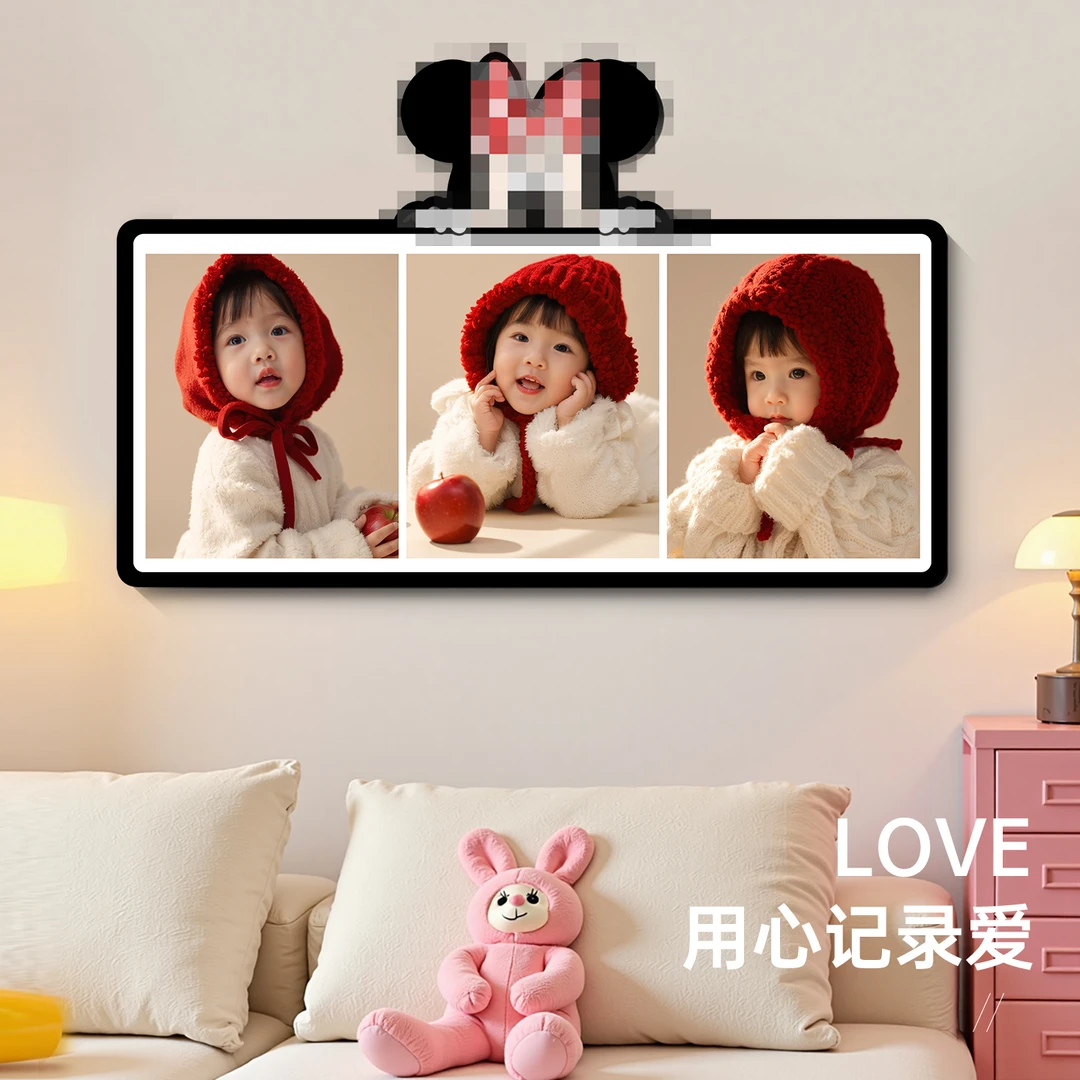 【奇米鼠挂墙】高清水晶大韩相框挂墙来图定制照客厅沙发墙走廊卧室