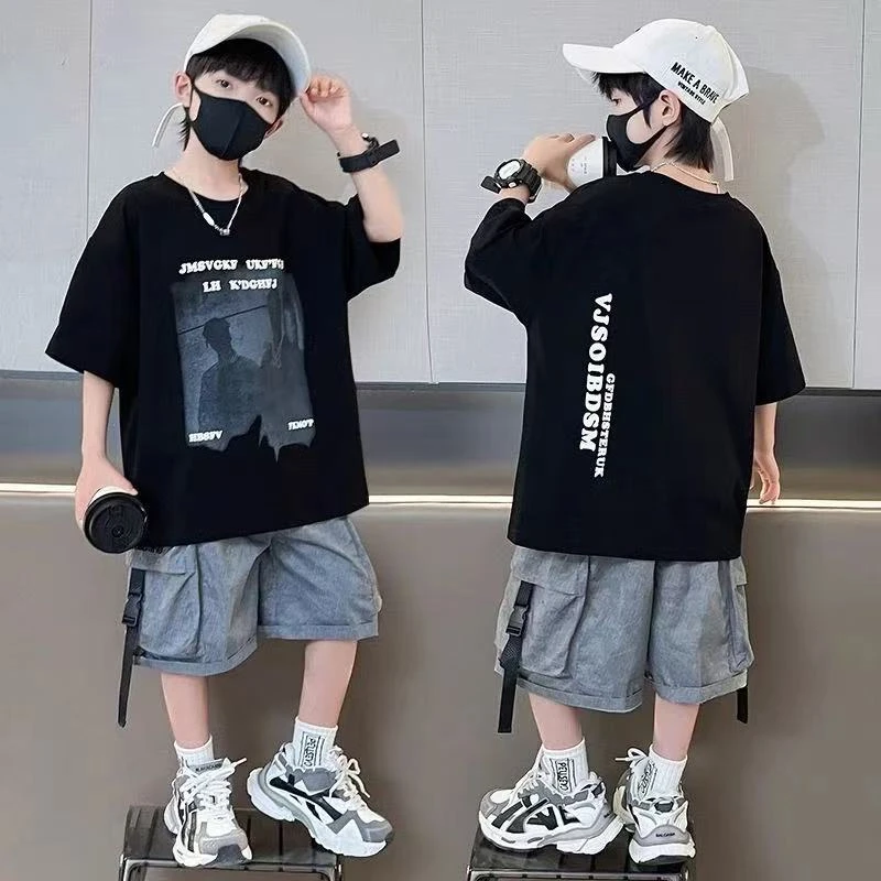 【100%纯棉】新款童装半袖高品质量短袖男童T恤宽松潮流时尚上衣