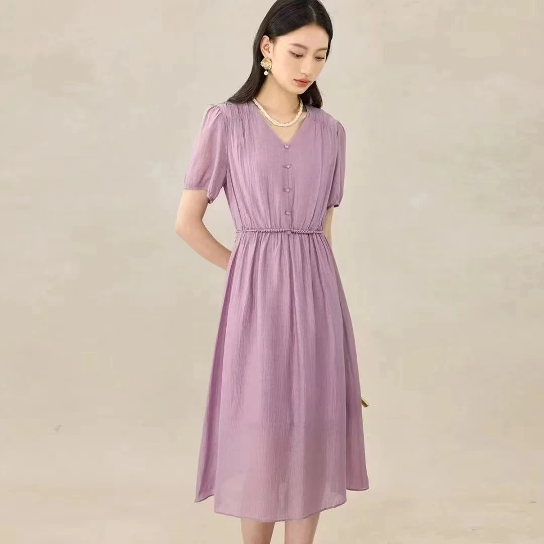 时尚基本款连衣裙纯色夏季女装