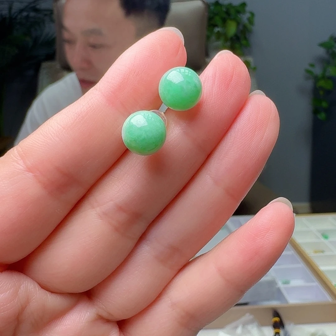 银S925镶嵌翡翠耳饰多样性发货其一