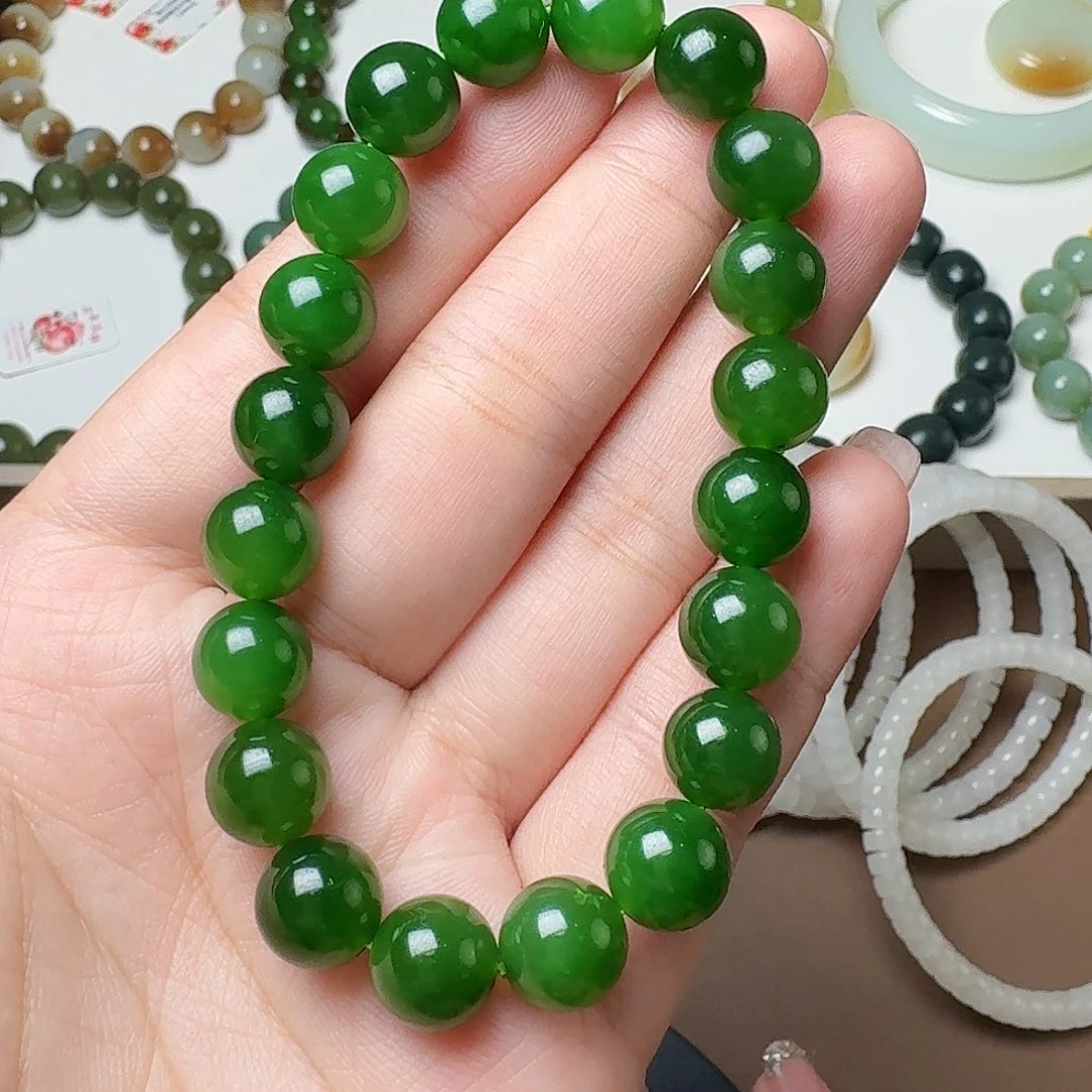 和田玉（碧玉）未镶嵌手链俄辣阳绿 10