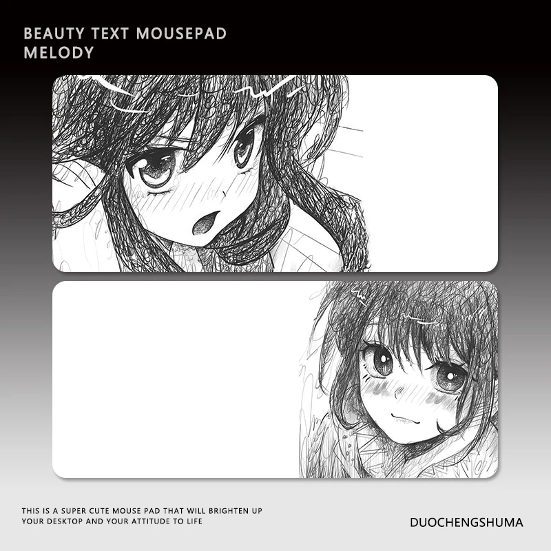 男生电竞鼠标垫极简风二次元动漫线稿超大号电脑游戏办公书桌垫子