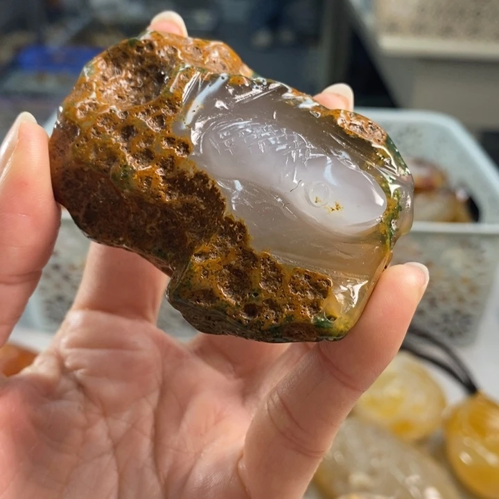 玛瑙/玉髓吊坠(不含链)足铂镶嵌