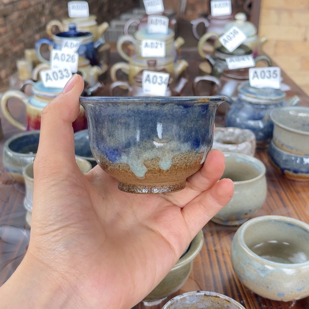 壶房**c建水紫陶柴烧杯