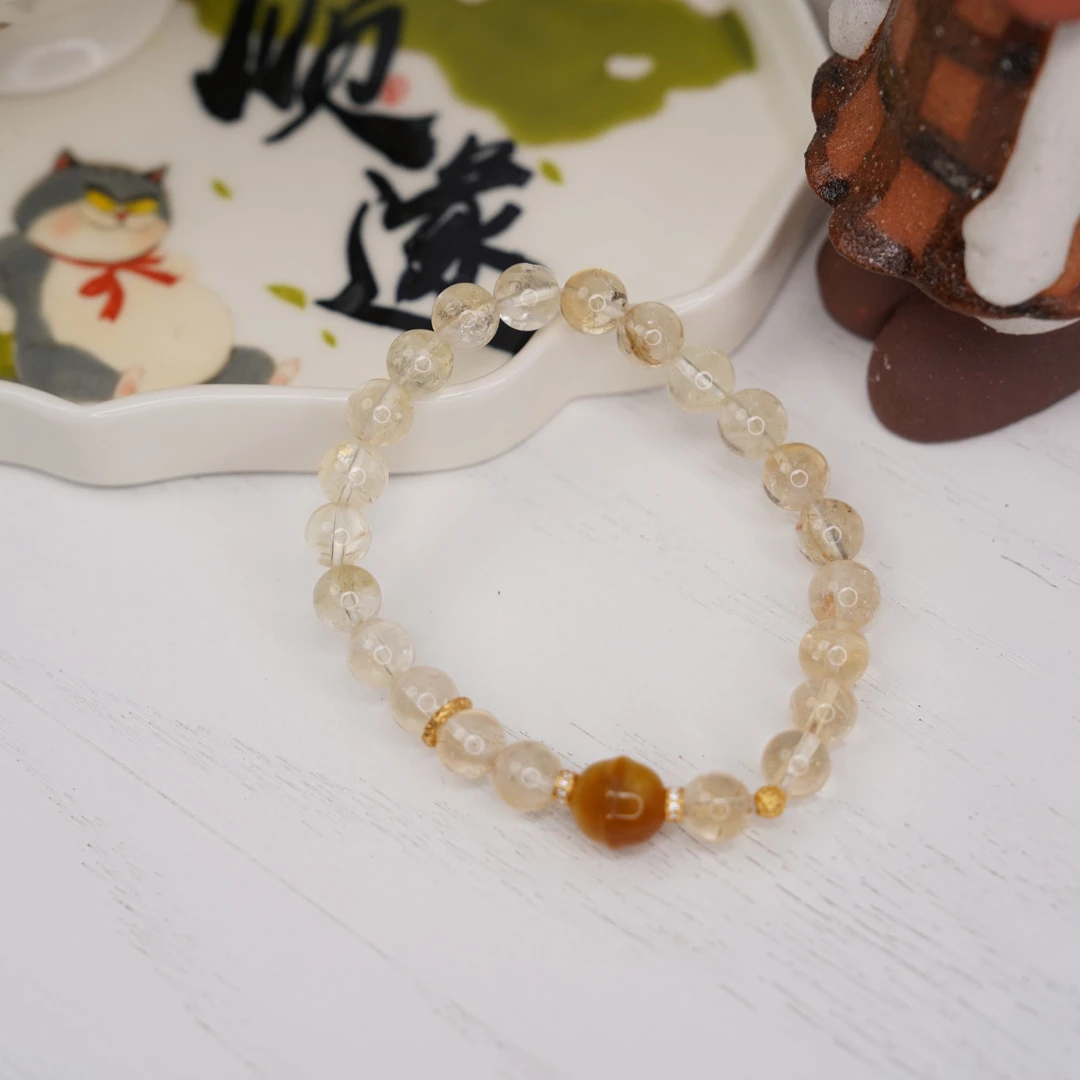 美雕.黄水晶手串单圈设计款女士