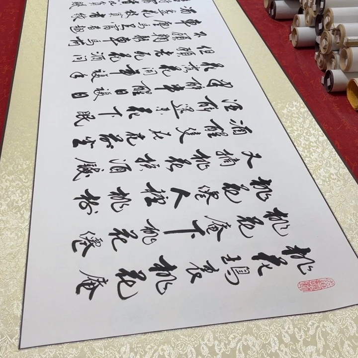 书法桃花庵卷轴李保军