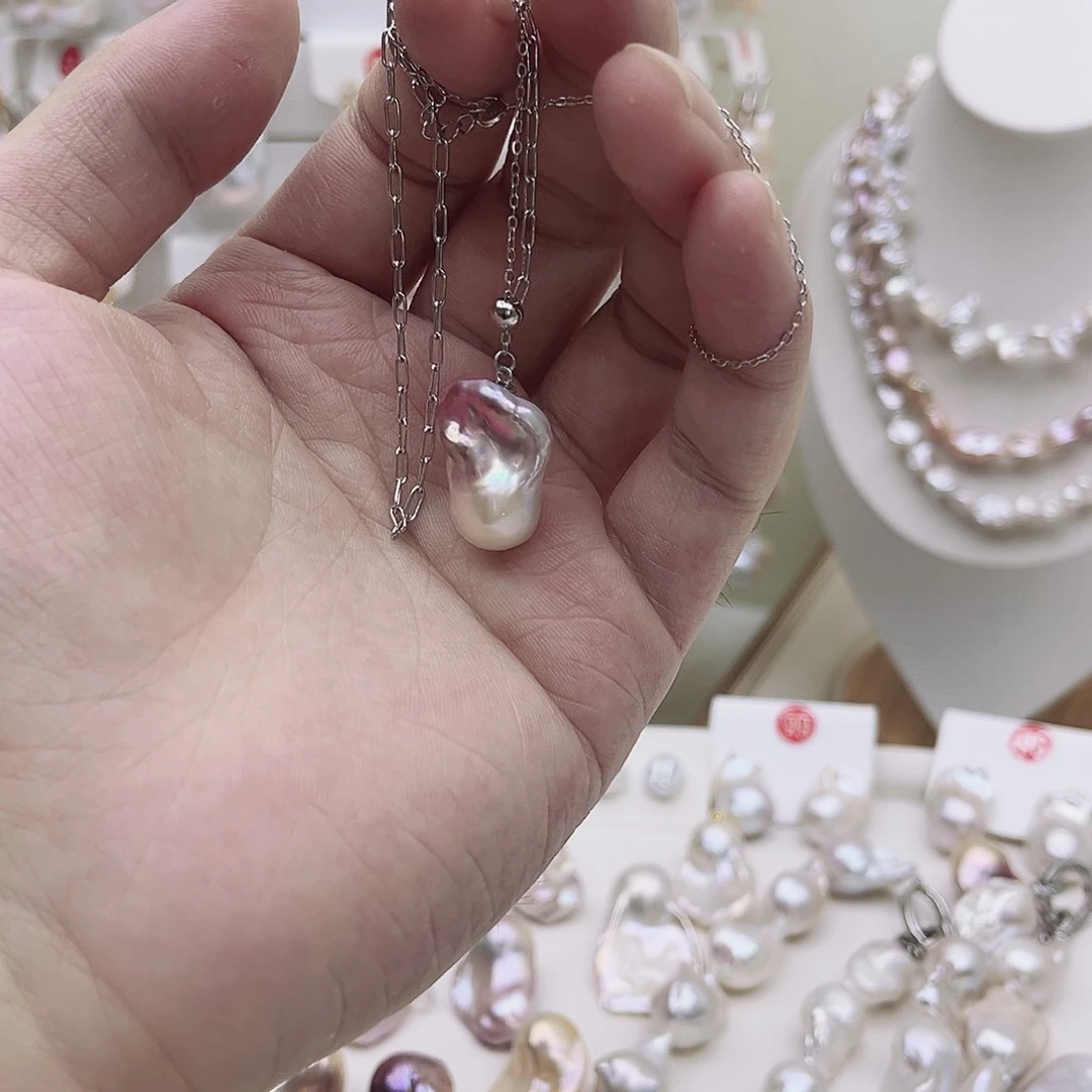 淡水珍珠银S925镶嵌颈饰