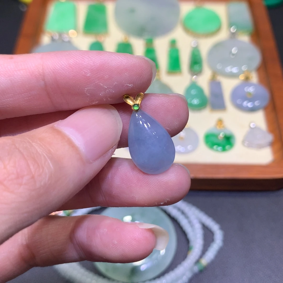 翡翠18K金镶嵌吊坠(不含链)