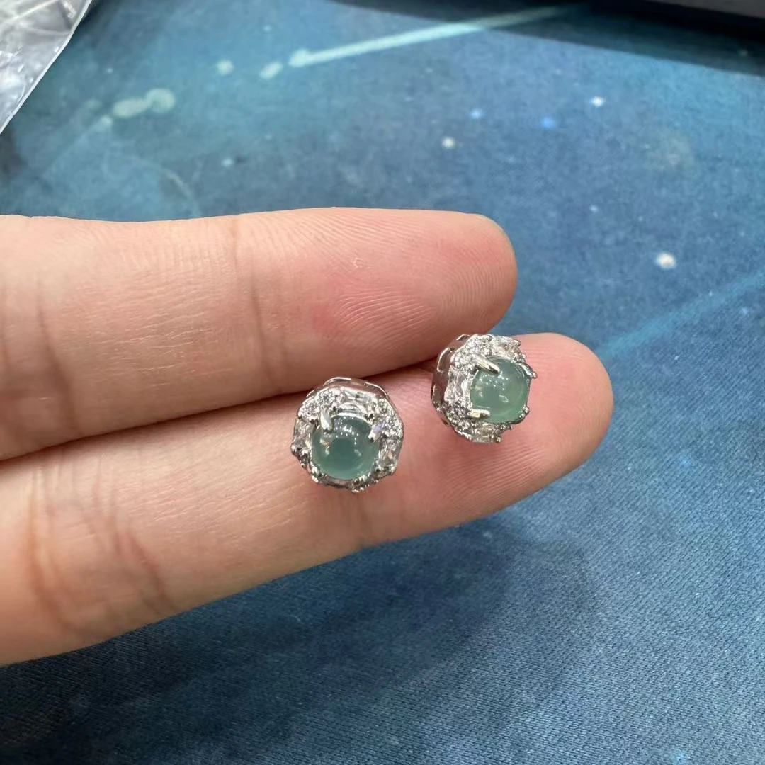 【SG】翡翠蓝水蛋面耳饰