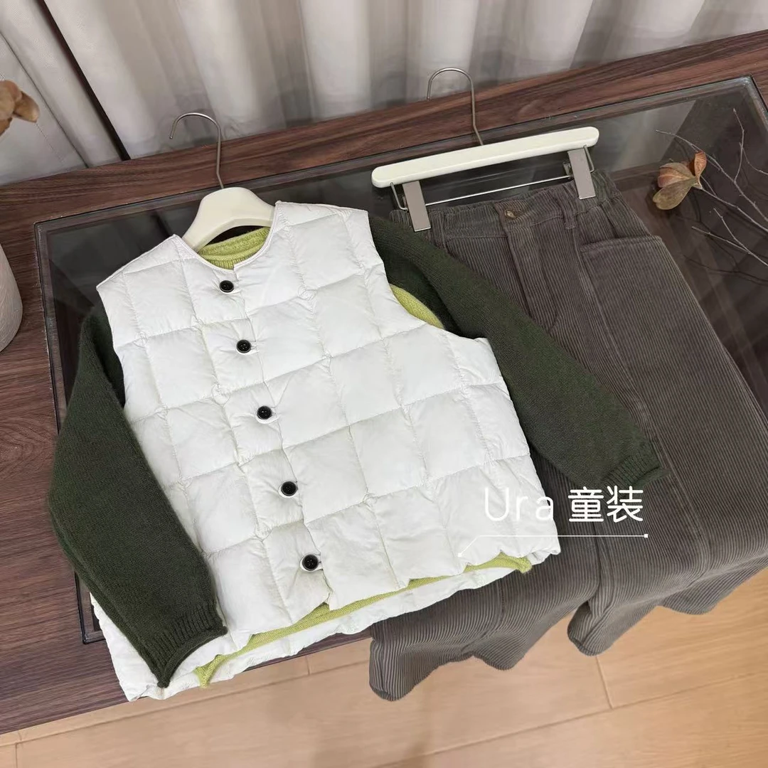 URA【现货】【豆腐块】秋冬款中大童休闲纯色马甲女童亲子-UG25865