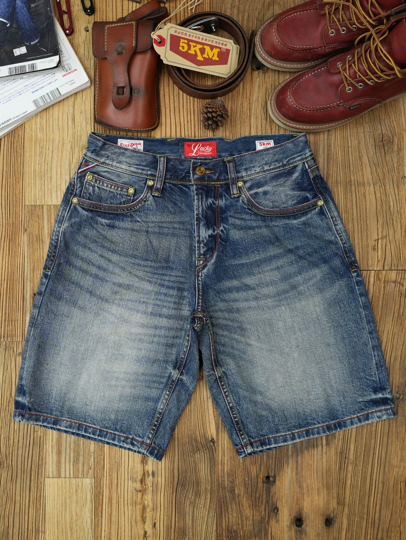 KM1106赤耳丹宁牛仔中裤春夏款11oz薄款时尚潮流设计皮牌牛仔短裤