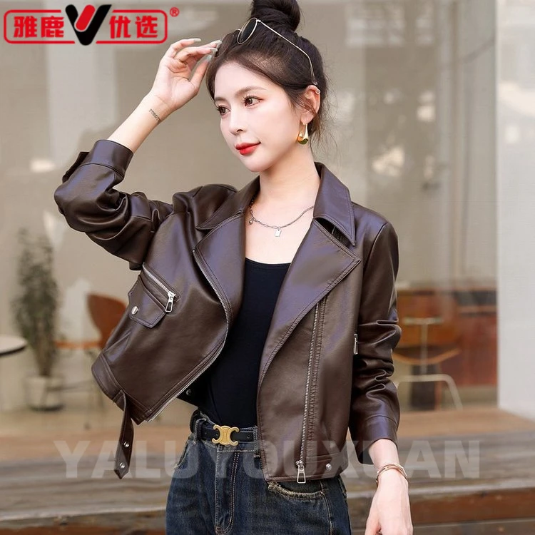 雅鹿2025秋季新款小个子皮衣外套女爆款pu皮短款机车服爆款休闲皮