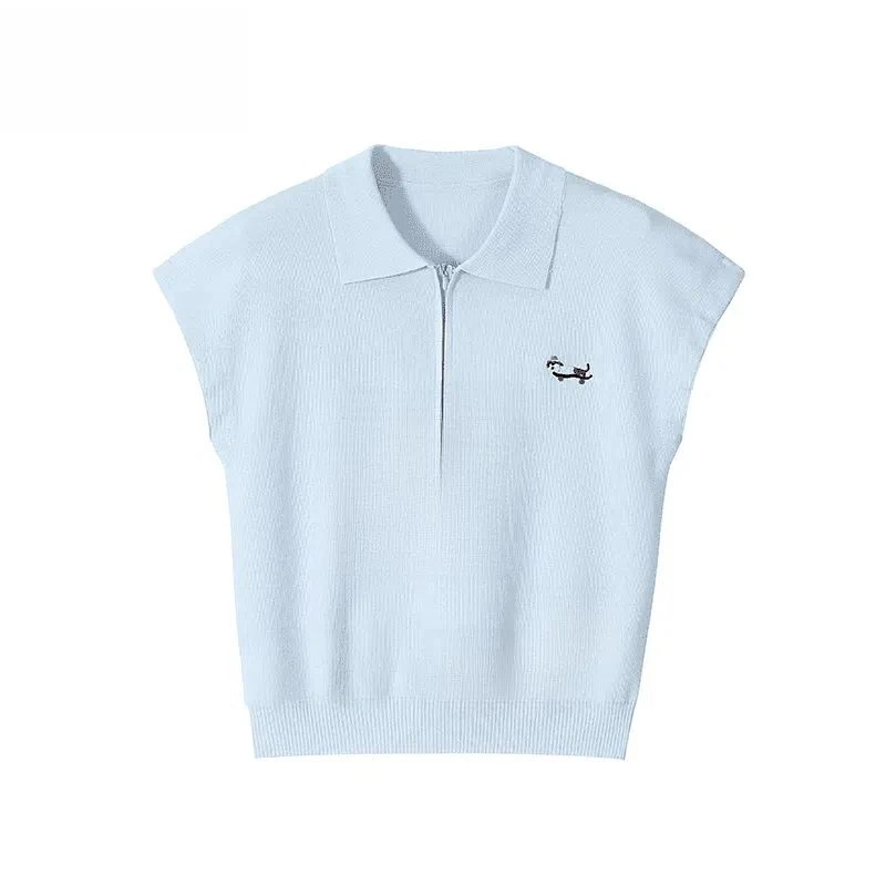 设计感超好看短袖翻领上衣薄款高级感减龄针织衫女夏新款