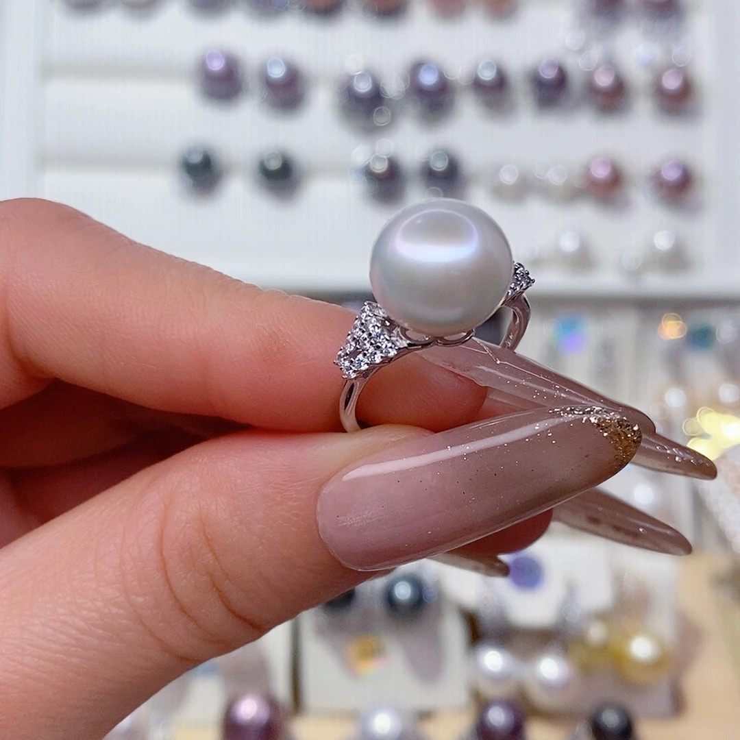 戒指淡水珍珠银S925镶嵌